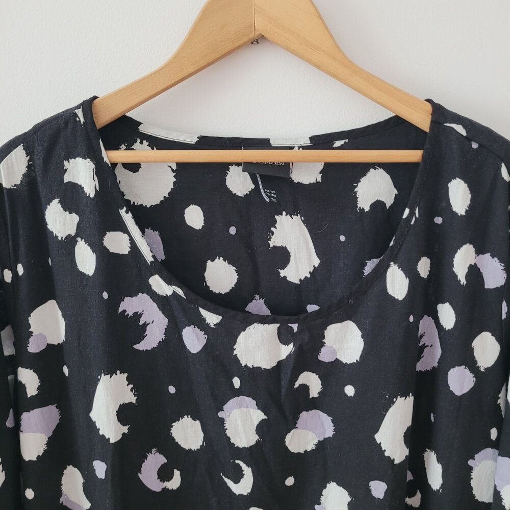 Ulla Popken Flowy Black Dress with Abrstract Grey & White Print-USA 20/22 - Picture 2 of 9